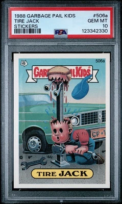 1988 GARBAGE PAIL KIDS STICKERS #506a TIRE JACK PSA 10 PUZZLE BACK RARE GPK - Image 1 of 2