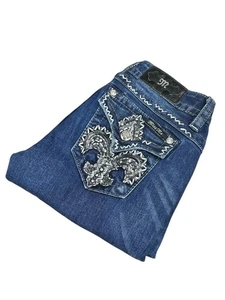 Miss Me Boot Cut Verzierte Strass Pailletten Pattentasche Jeans Used 27 - Bild 1 von 8