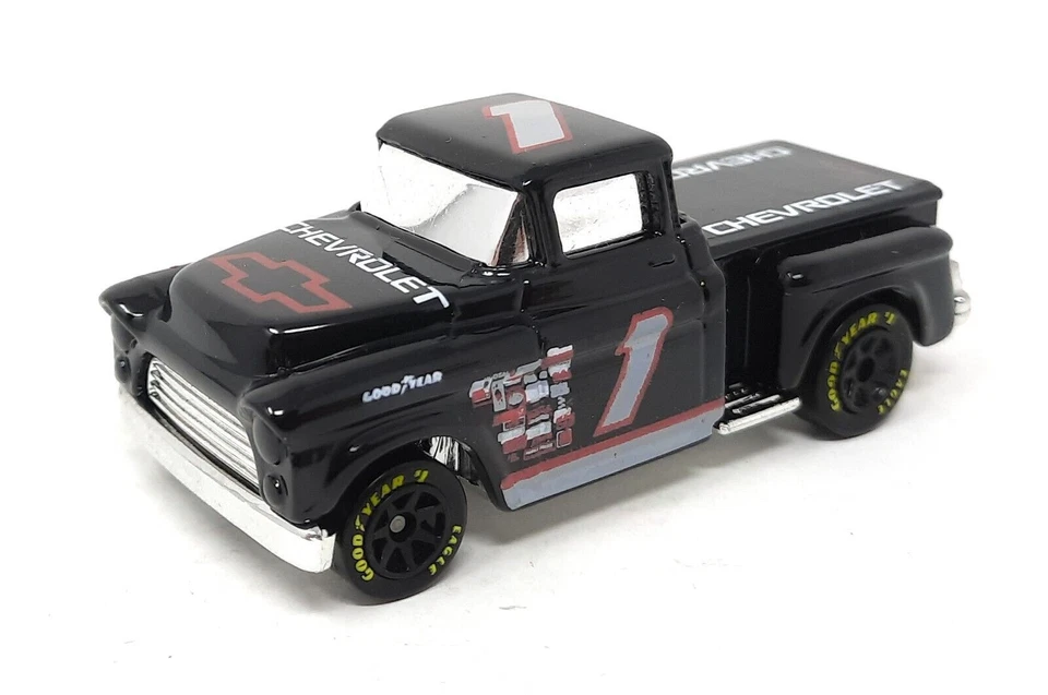 Hot Wheels '56 Flashsider Chevrolet Race Truck nero Malesia. Modellino auto... - Immagine 1 di 2