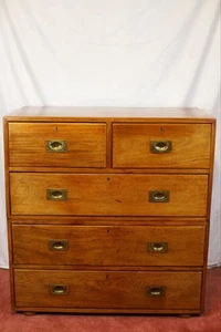 Beautiful Victorian Two-Part Campaign Chest Of Drawers - Picture 1 of 16