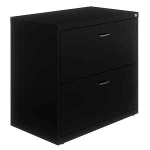 Hirsh Home Office Style Lateral Metal File Cabinet 30 in. Wide 2 Drawer Black - Picture 1 of 7