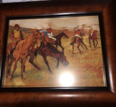 Impresión artística de Edgar Degas en marco elegante/antes de la carrera con firma Foto 1 de 4