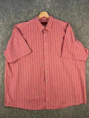 Bar Harbour by Double TWO Mens Cotton Stripe Short Sleeve Shirt 2XL Pink Relaxed - Image 1 of 4