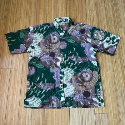 Camisa hawaiana vintage Birmania Bibas algodón césped citas abstractas XL Foto 1 de 4