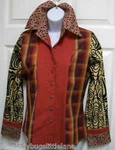 SAVE THE QUEEN CHIC TRIBAL ETHNIC RÜSCHENFALTE DRUCKKNOPFLEISTE VORNE TOP M ITALIEN - Bild 1 von 12