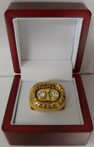 Franco Harris - 1975 Pittsburgh Steelers Super Bowl Gold Color Ring W Wooden Box Cover