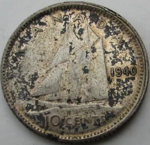 1940 Kanada 10 Cent Silber (zehn Cents, 10C) in einem SAFLIP® - ss- (fein+) - Bild 1 von 2