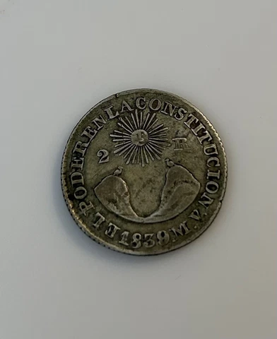 Ecuador 2 Reales 1839 “rare coin”XF Cover