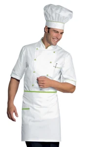 Grembiule Cuoco Vita Bianco e Verde 70x46 cm Isacco | Divisa Chef - Foto 1 di 1