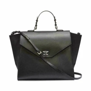 NWT Calvin Klein Clementine Leather Top-Handle Satchel Brand NEW Black/Silver - Picture 1 of 1