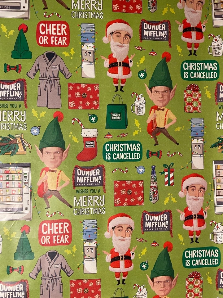 The Office Dwight Schrute & Michael Gift Wrapping Paper 2 Yards FOLDED Dunder - Image 1 of 1