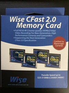 Wise Advanced CFast 2.0 256GB Memory Card Sandisk Lexar Bmpcc 4K Blackmagic Ursa - Picture 1 of 2