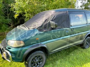 Cubierta de pantalla de ventana Mitsubishi Delica negra ciega exterior escarcha de lujo - Imagen 1 de 3
