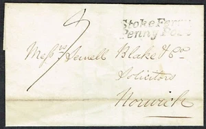 Norfolk PH 1835 'StokeFerry/PennyPost' to Norwich Fine STOKE FERRY UDC Fine Used - Picture 1 of 2