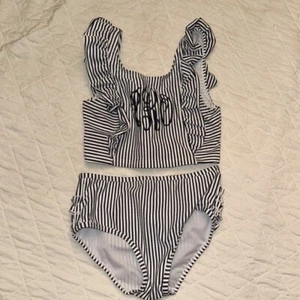 RUFFLE BUTTS Seersucker Waterfall Tankini Swim Suit Girls Size 8 - Picture 1 of 8