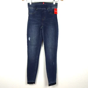 SPANX Distressed Denim Legging Jeans Women's Size XS Blue Denim Comfort Stretch - Picture 1 of 13