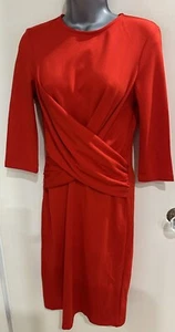 Hobbs Red Jersey Twist Front Detail Wiggle Dress Size 10 - Picture 1 of 16
