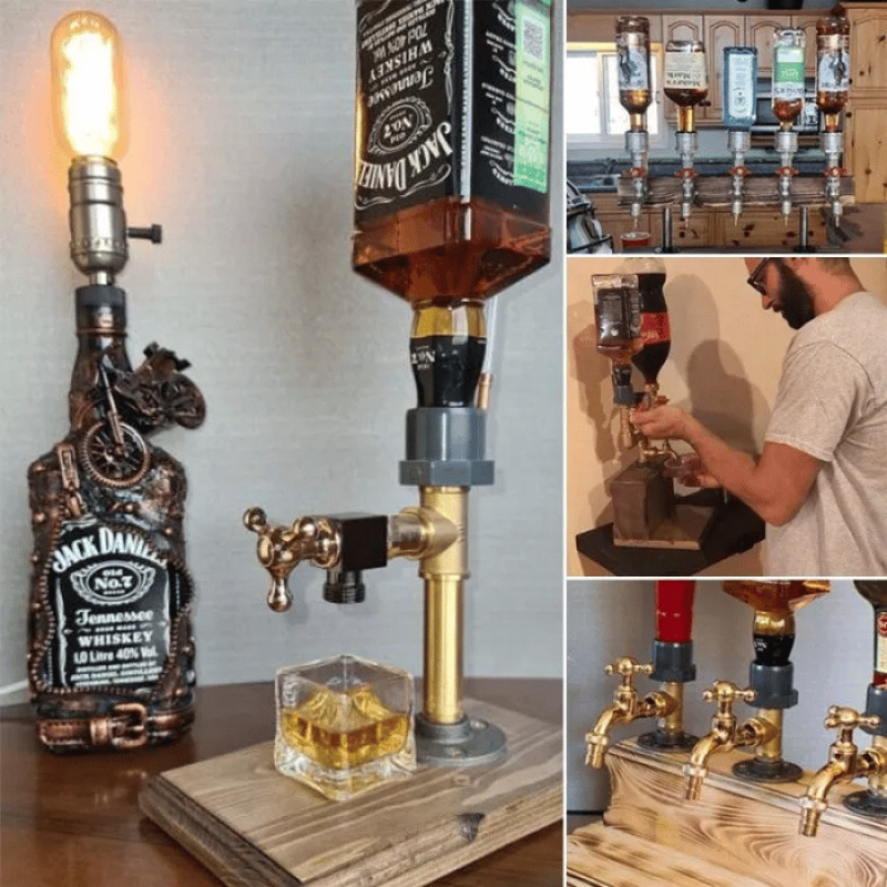 Revolving 6-Bottle Liquor Dispenser - Push & Pour Shot Caddy For Home Bars & Parties