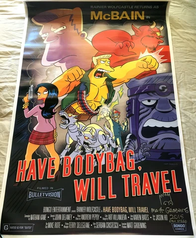 Matt Groening signed doodled Simpsons 2015 Comic-Con SDCC McBain 27x40 FS poster Cover