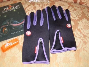 Windproof Bike Helmet Thermal Winter Balaclava + Windproof Gloves Purple - New - Picture 1 of 12