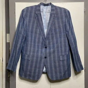 Tommy Hilfiger Herren 48R Blazer Leinen Baumwollmischung blau kariert Sport Mantel Jacke - Bild 1 von 8