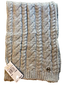 Bufanda Michael Kors Inglés Tejido con Cable Gris Jaspeado Talla Única Rectángulo 64" Nueva con Etiquetas - Imagen 1 de 5