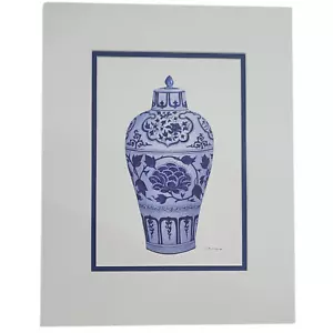 Blue and White Ginger Jar Signed Print Matted and Backer 14.5 x 18.5 - Picture 1 of 6