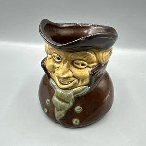 Vintage Toby Creamer Pitcher Old Colonial Face Uniform Brown Ceramic Handle 3.5" - Picture 1 of 11
