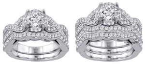 2pc or 3pc Real 925 Sterling silver Women Wedding  Cubic Zirconia Ring S 4-11.5 - Picture 1 of 13