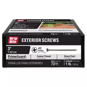 Grip-Rite Primeguard Ten #8 x 3 in. Wood to Wood Deck Screw 1 lb. - Picture 1 of 7