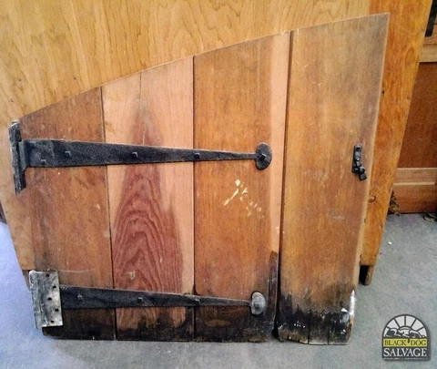 Door, 37" x 37", Firewood Storage Door, Arched, Strap Hinges, Salvage Cover