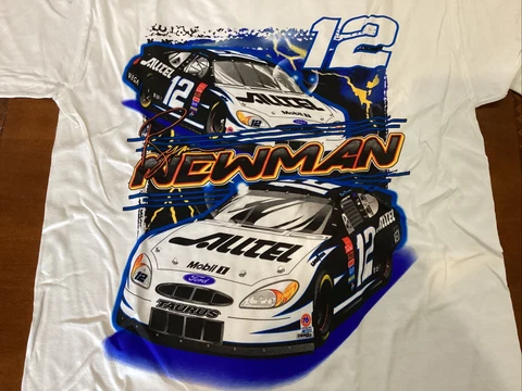 Vintage Nascar Shirt Ryan Newman Alltel  Jumbo Print NWT 2002 Checkered Flag Lrg Cover
