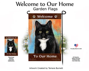 Willkommen Garten Flagge - schwarz-weiß Smoking Katze 147 - Bild 1 von 1