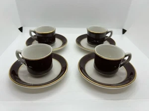 Jackson Custom & Homer Laughlin China Demitasse Cup & Saucer Set of 4 BROWN Gold - Picture 1 of 17