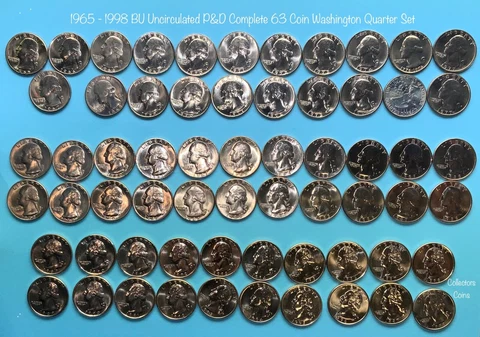 1965 - 1998 63 Washington Quarter P&D COMPLETE Clad BU Uncirculated Set Cover