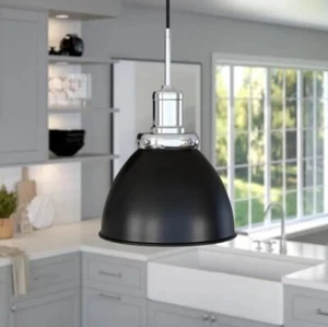 Camden&Wells Madison 12" Wide Pendant Metal Blackened Bronze/Polished Nickel - Picture 1 of 9