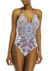 NWT RED CARTER S plunging halter one-piece swimsuit ocean lattice work maillot 