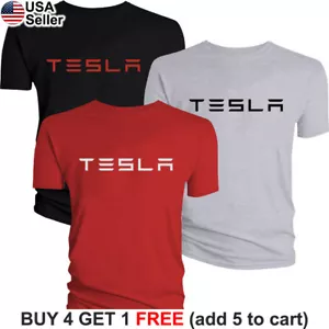 Tesla T-Shirt Motors Logo Elon Musk Model S 3 X Y Cybertruck Racing Sport BTS09 - Picture 1 of 17
