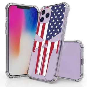 American Skull Shockproof Hard Case Soft Bumper Cover for iPhone Models - Foto 1 di 6