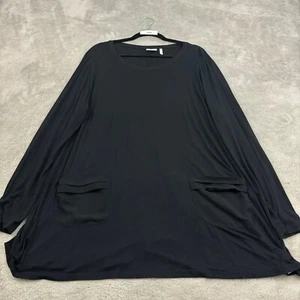 LOGO Lori Goldstein Tunika Top Damen XL schwarz Viskose transparent Knopfleiste hinten Lagenlook - Bild 1 von 17