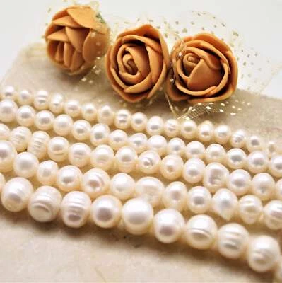 Perles d'eau douce blanches 5/6 mm à 9/10 mm - Photo 1/4