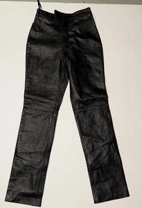Ausgezeichnete schwarze Damen-Lederhose Größe 4 vorne flach gerades Bein Biker Club - Bild 1 von 19