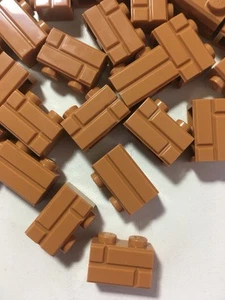 Lego 50 New Pieces  Medium Neugat Brick Modified 1 x 2 Stud with Masonry Profile - Picture 1 of 2