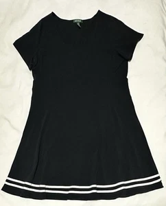 Lauren Ralph Lauren Tunika Kleid Damen Größe 3X Schwarz Weiß Kurzarm - Bild 1 von 7