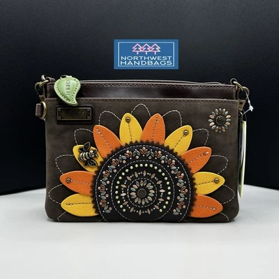 DAZZLED SUNFLOWER BEE MINI CROSSBODY PURSE OLIVE CHALA - Image 1 of 4