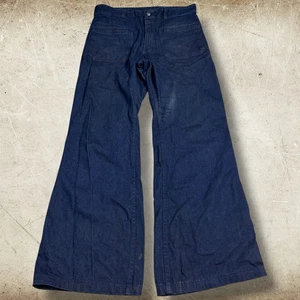 Vintage US Navy Seafarer Jeans Herren 32x31 blau Bell Flare Latzhose Talon Zip - Bild 1 von 9