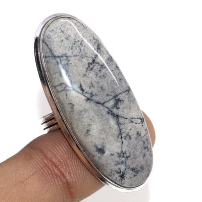 925 Silver Plated Porcelain Jasper Ring Handmade Jewelry Size US 7 GW - Image 1 of 3