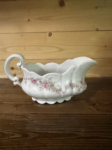 VGT Bassett Limoges Austria Gravy Boat/ pink, yellow purple flower NO underplate - Picture 1 of 7