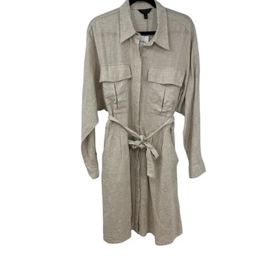 NUEVO Vestido Camisa Utilitaria Banana Republic Factory Lino Talla L Alto Lino Cinturón  Foto 1 de 4