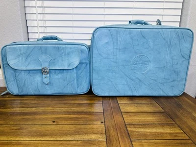 Juego Maleta Equipaje Vintage American Tourister Azul Claro con Llave Foto 1 de 4